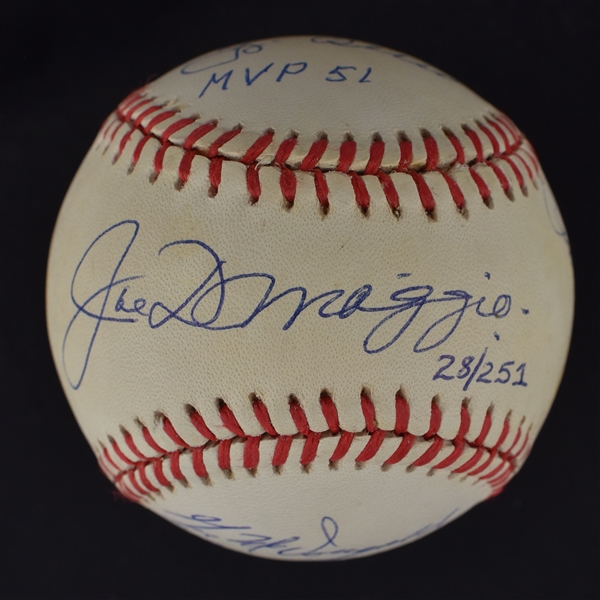 Joe DiMaggio Yogi Berra Phil Rizzuto & Gil McDougald 1951 New York Yankees Autographed & Inscribed Baseball