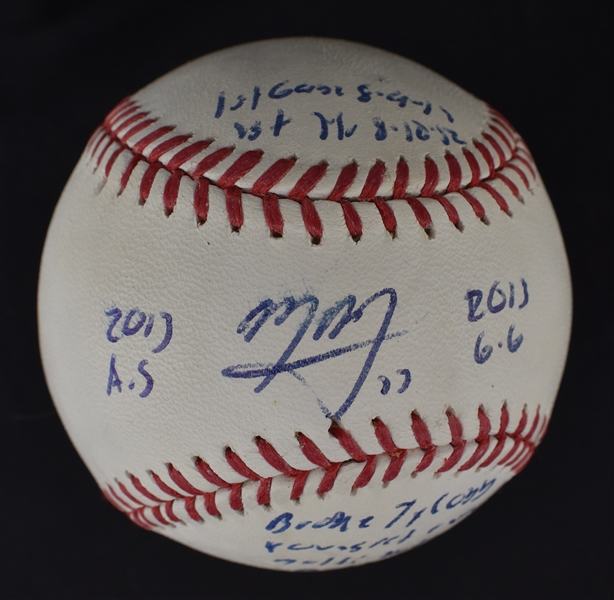 Manny Machado Autographed & Multi Inscribed Stat Baseball