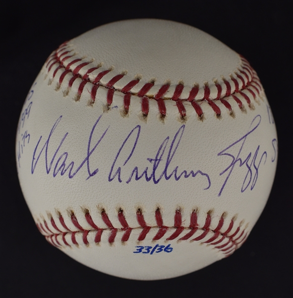 Wade Boggs Autographed & Multi Inscribed Stat Baseball