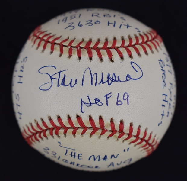 Stan Musial Autographed & Multi Inscribed Stat Baseball