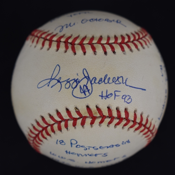 Reggie Jackson Autographed & Multi Inscribed Stat Baseball