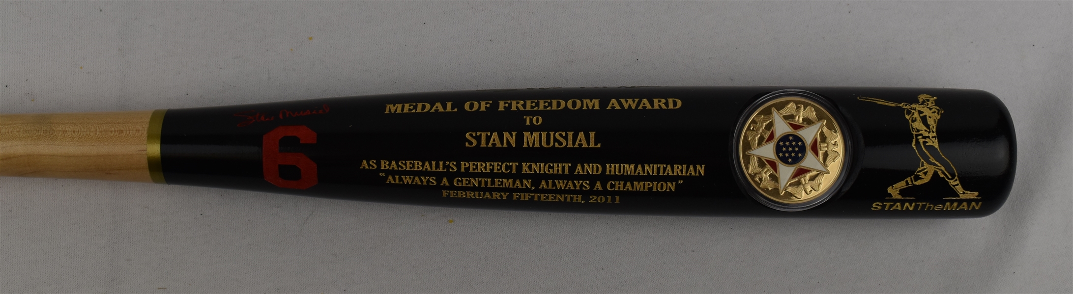 Stan Musial Autographed Medal of Freedom Bat