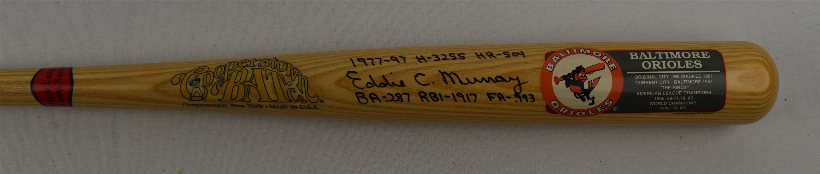 Eddie Murray Autographed & Multi Inscribed Cooperstown Bat