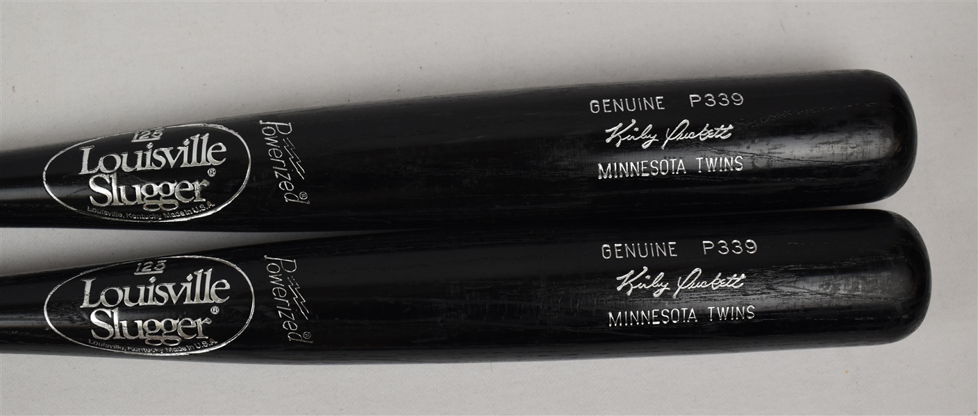 Kirby Puckett Lot of 2 Minnesota Twins P339 Game Issued Baseball Bats w/Puckett Family Provenance