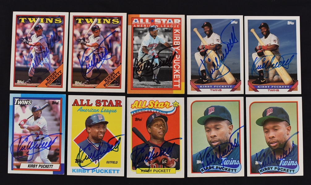 Kirby Puckett Lot of 10 Autographed Cards w/Puckett Family Provenance