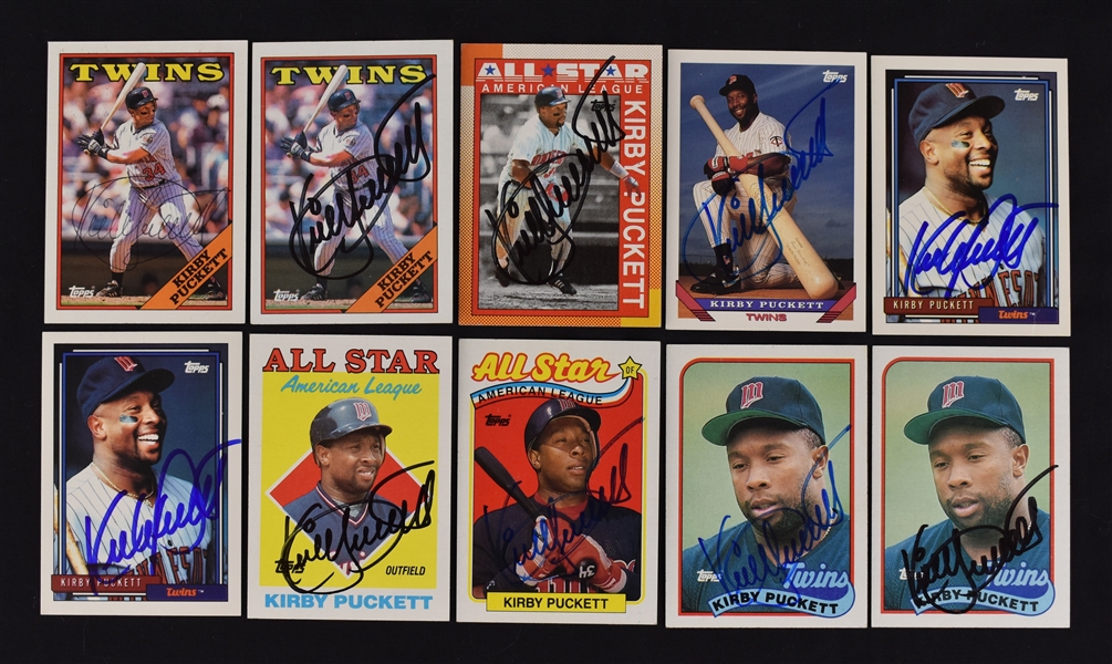 Kirby Puckett Lot of 10 Autographed Cards w/Puckett Family Provenance
