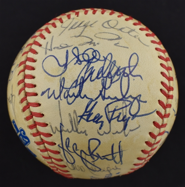 Kansas City Royals 1985 World Series Championship Team Signed Baseball w/George Brett