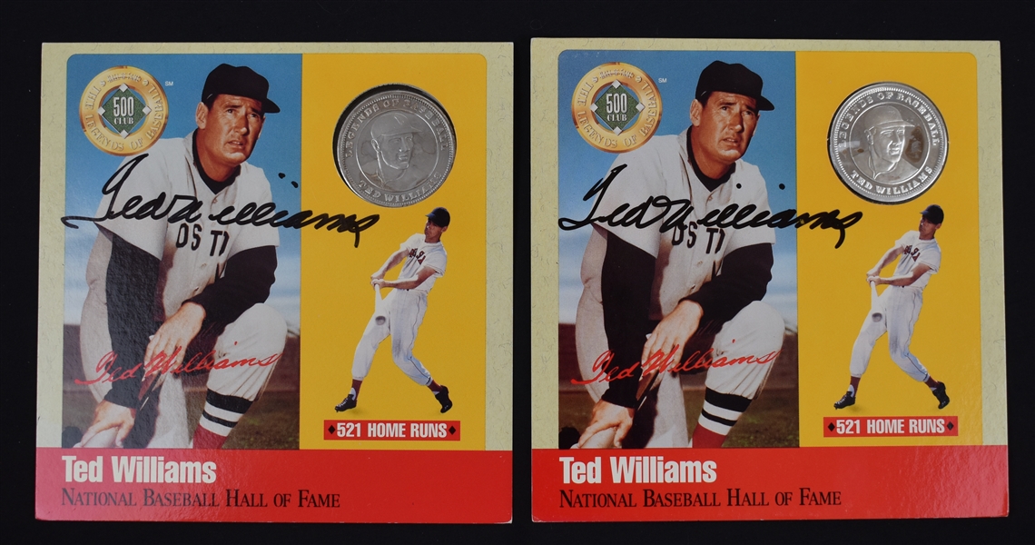 Ted Williams Lot of 2 Autographed 500 HR Club Legends of Baseball Medallions