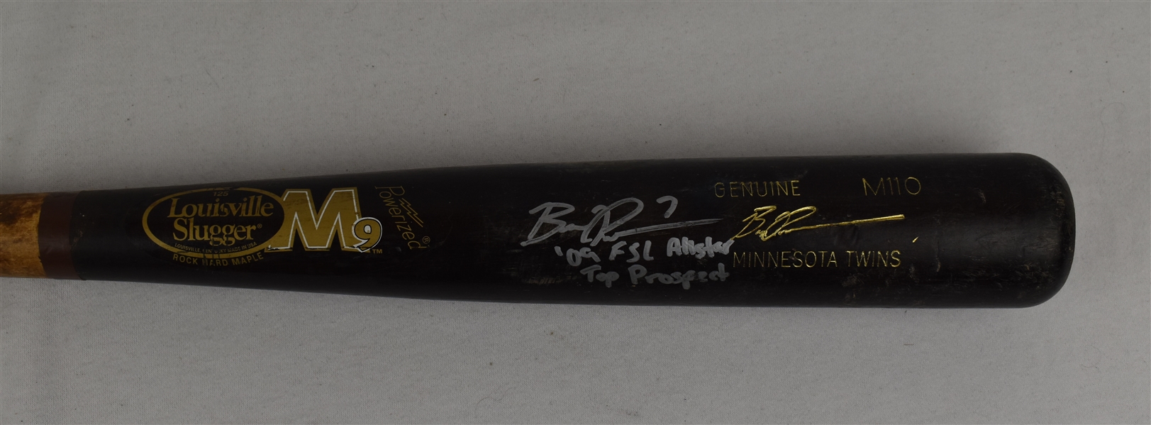 Ben Revere 2010 Minnesota Twins Game Used Autographed Bat