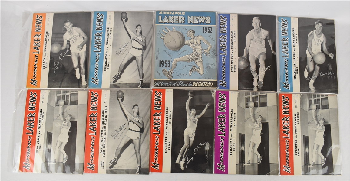 Minneapolis Lakers Collection of 30 Vintage 1948-1952 Basketball Programs