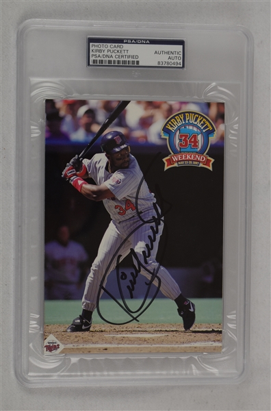 Kirby Puckett Autographed 5x7 Promo Card PSA/DNA