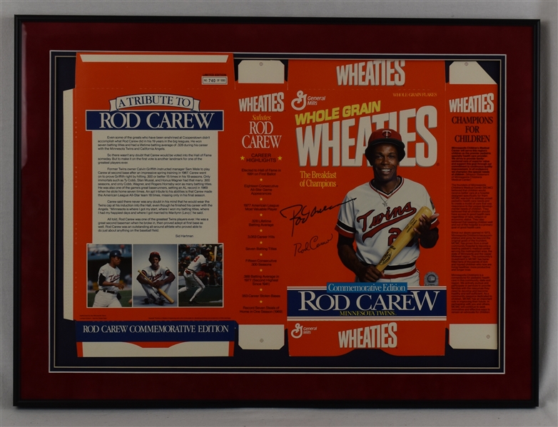 Rod Carew Autographed Framed Wheaties Display #740/1,000