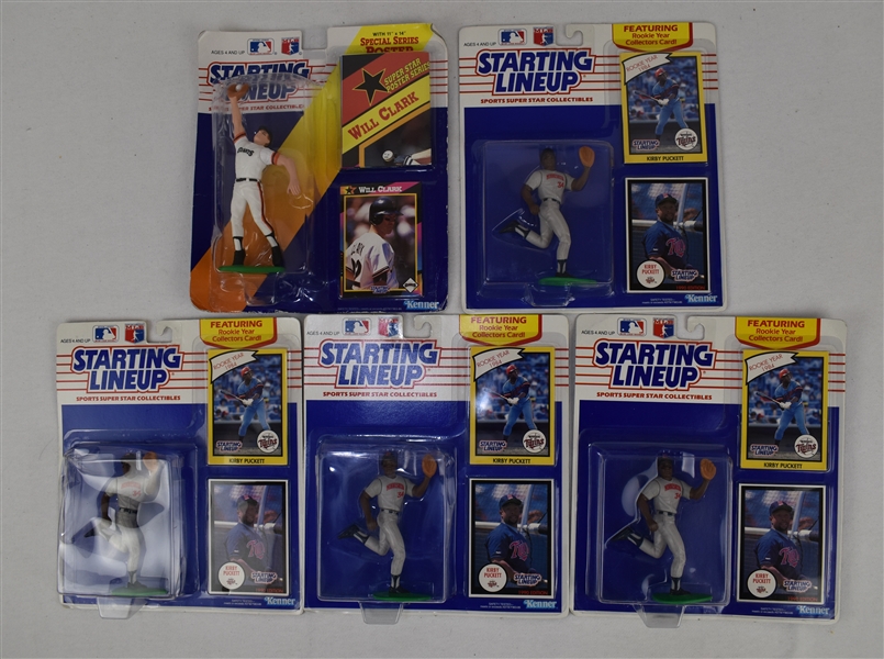 Collection of 5 Kirby Puckett & Will Clark Starting Line-Ups w/Puckett Family Provenance