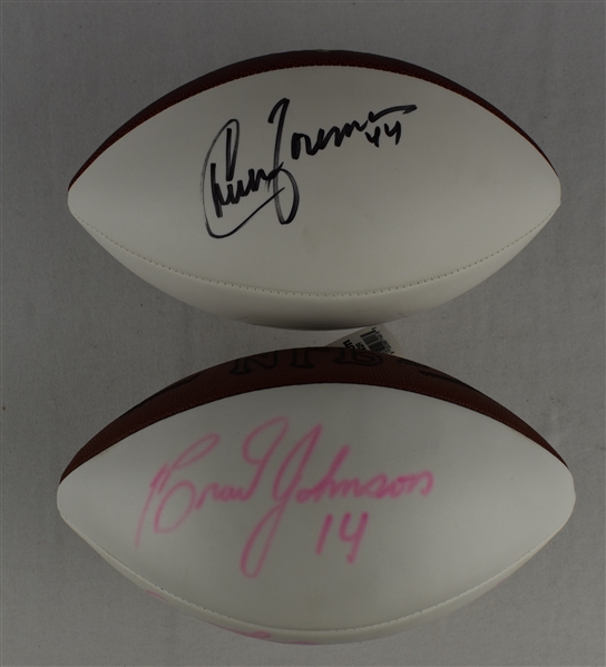 Minnesota Vikings Lot of 2 Autographed Footballs w/John Randle Cris Carter & Chuck Foreman