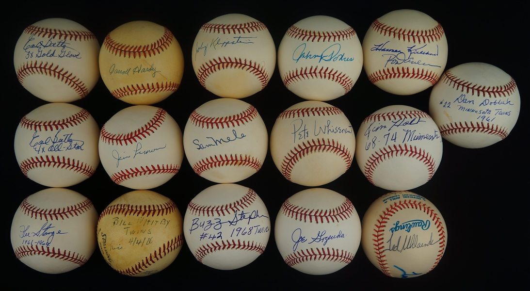 Minnesota Twins Collection of 16 Autographed Baseballs
