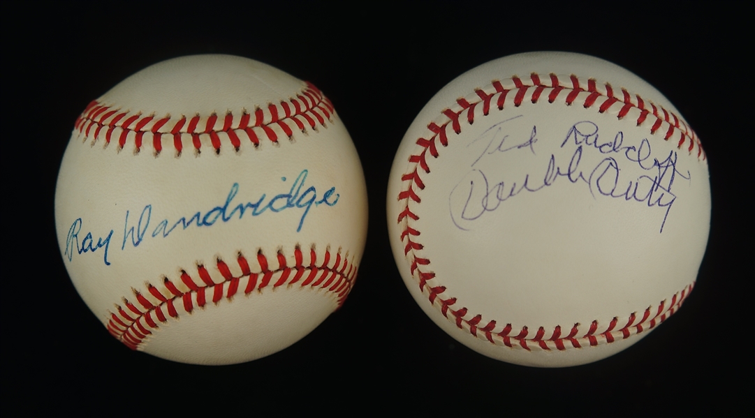 Double Duty Radcliffe & Ray Dandridge Autographed Baseballs