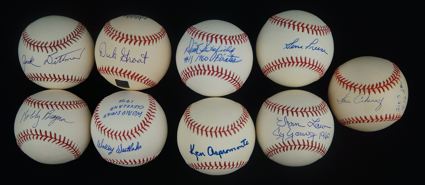 Collection of 9 Autographed Baseballs w/Dick Groat