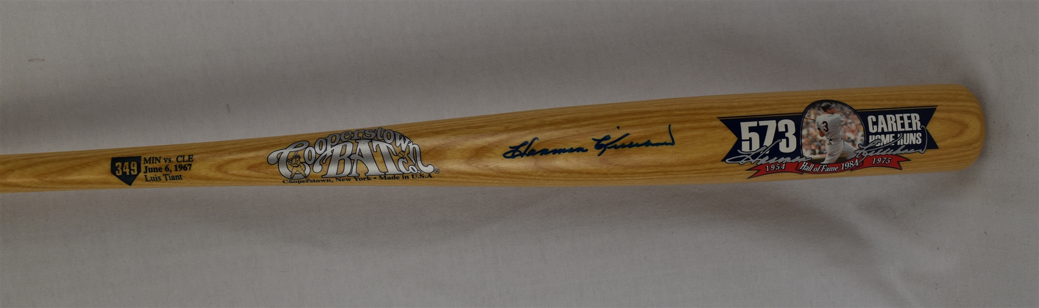 Harmon Killebrew Autographed Limited Edition Cooperstown Collection HR #349 Bat