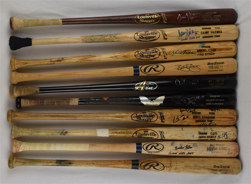 Collection of 10 Game Used & Autographed Bats