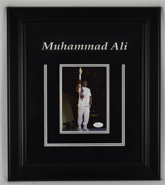 Muhammad Ali Autographed 1996 Summer Olympics Framed Torch Photo