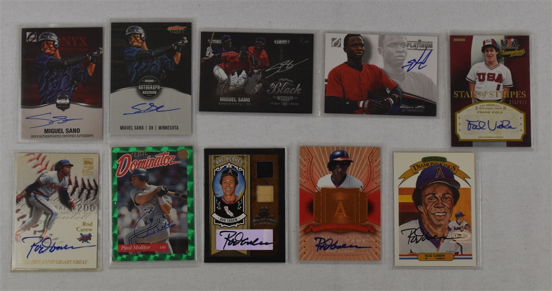 Minnesota Twins Collection of 10 Autographed Cards 