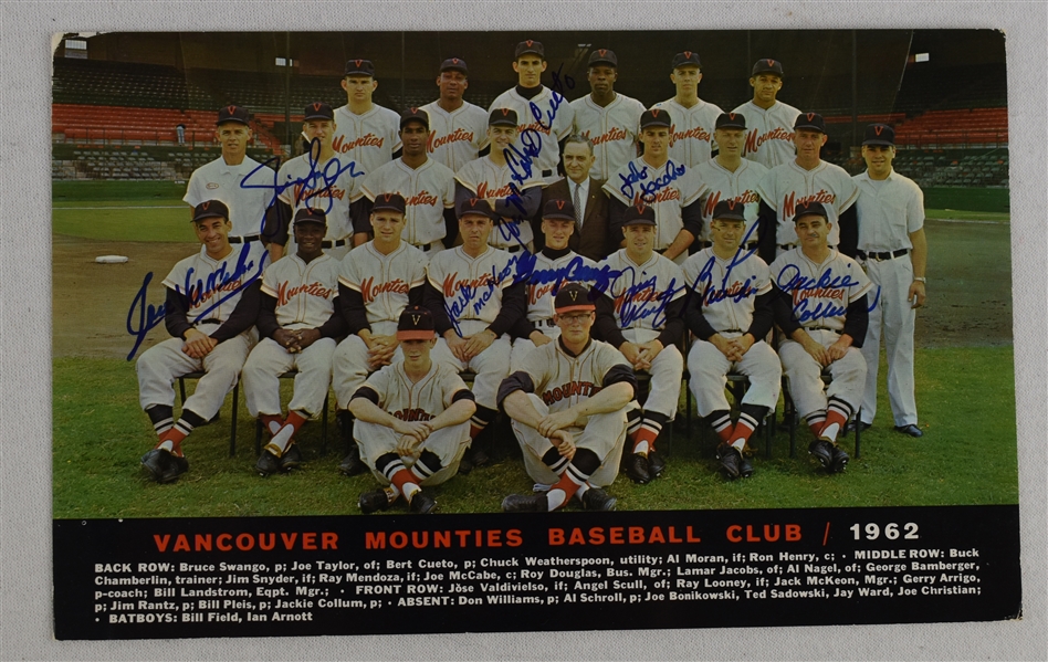 Vancouver Mounties 1962 Team Signed Giant Postcard
