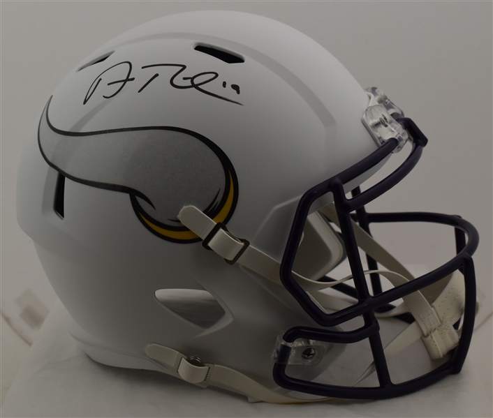 Adam Thielen Autographed Minnesota Vikings White Full Size Replica Helmet Beckett 
