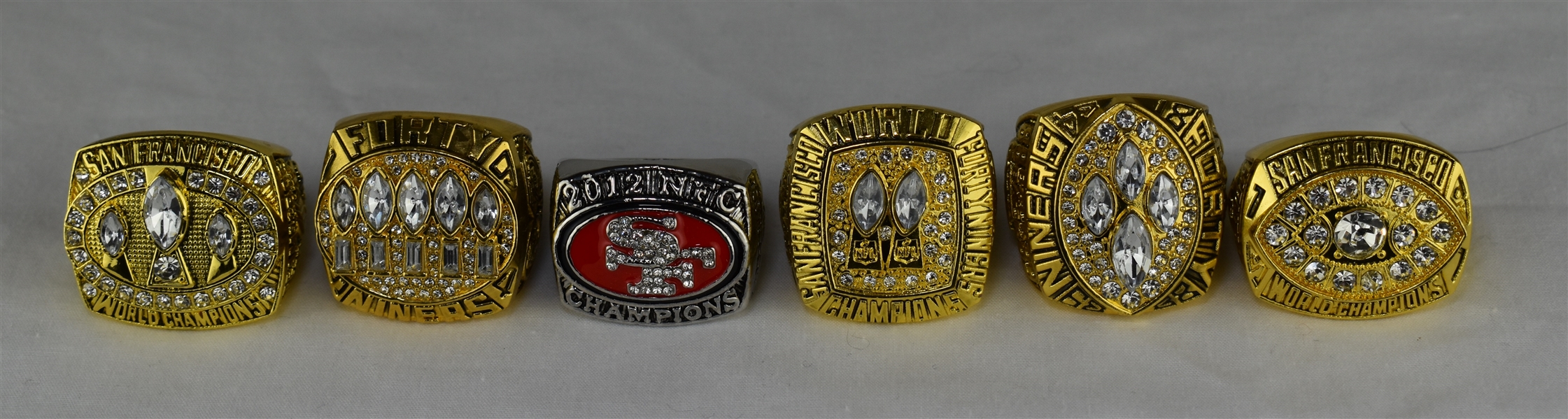 Pat Mahomes & San Francisco Forty Niners Lot of 8 Replica Super Bowl Championship Rings