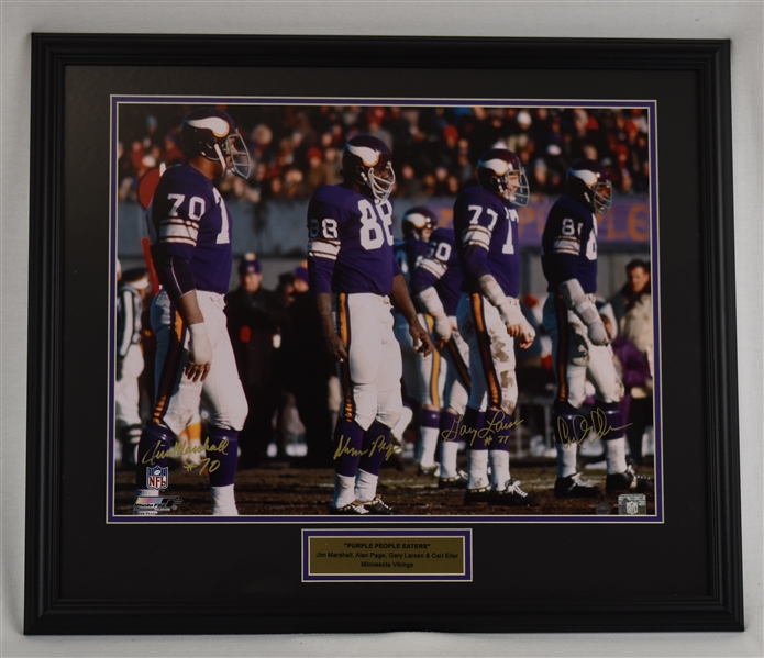 Purple People Eaters Autographed Minnesota Vikings 16x20 Framed Photo w/Gold Sigs