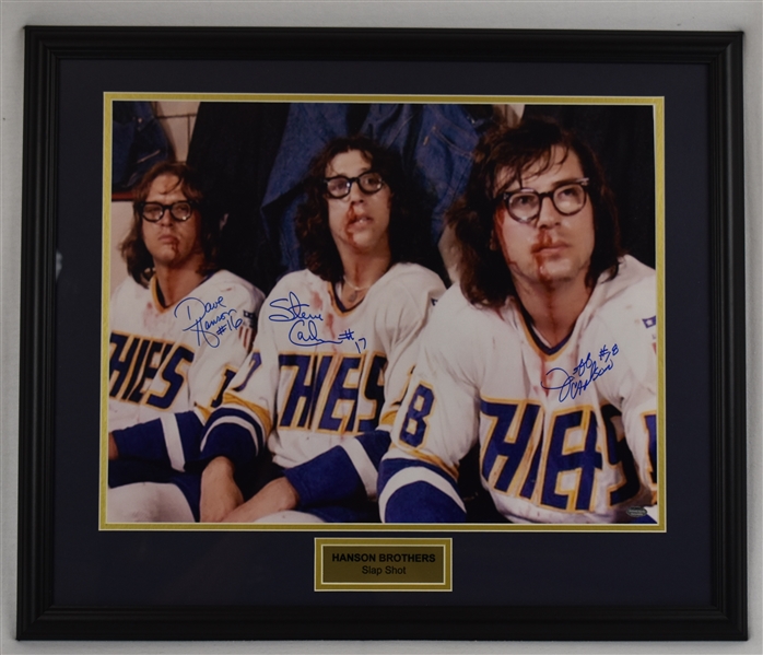 Hanson Brothers Autographed Slap Shot Framed Display