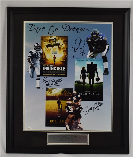 Vince Papale Michael Oher & Rudy Ruettiger 16x20 Framed "Dare to Dream" Display