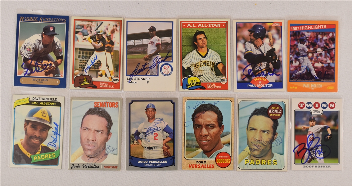 Minnesota Twins Collection of 12 Autographed Cards 