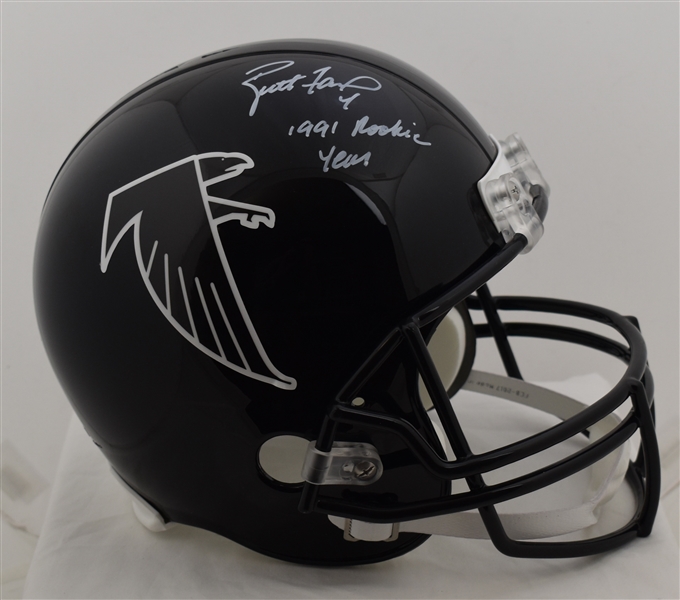 Brett Favre Autographed & Inscribed Atlanta Falcons Rookie Full Size Helmet