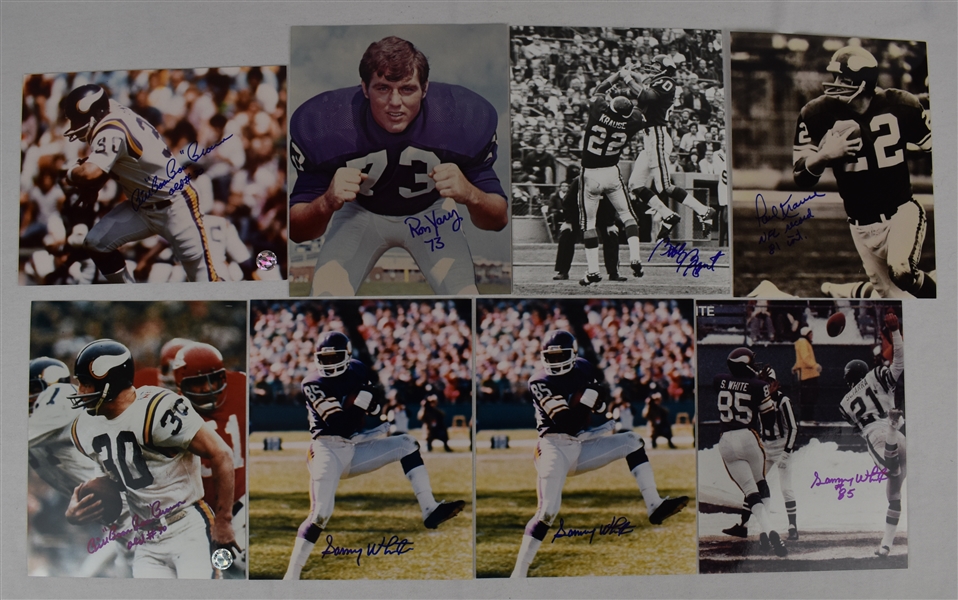 Minnesota Vikings Lot of 8 Autographed Photos w/Krause Brown Bryant White Yary
