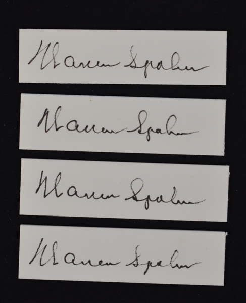 Warren Spahn Lot of 4 Autographed Salvino Figurine Cut Signatures