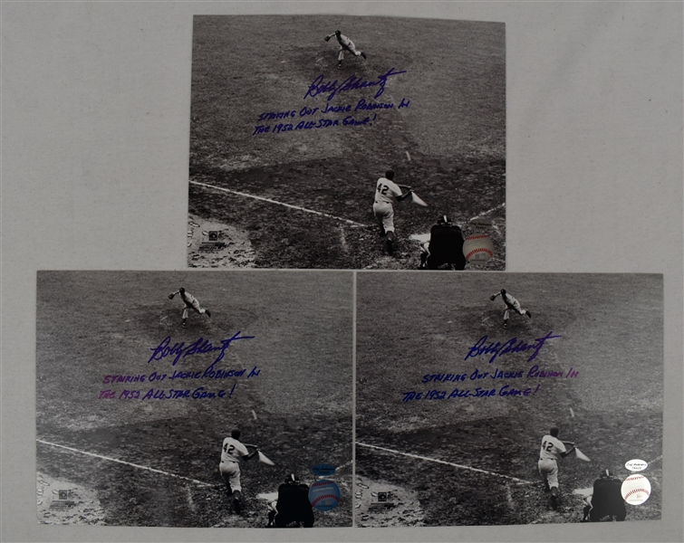 Bobby Shantz Lot of 3 Autographed 8x10 Jackie Robinson Photos 