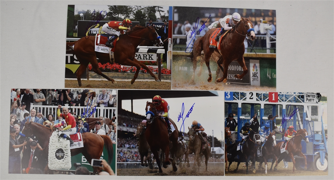 Mike Smith "Justify" Lot of 5 Autographed 8x10 Triple Crown Photos