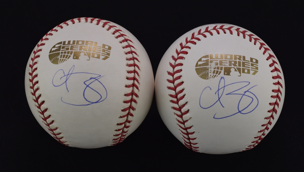 Curt Schilling Lot of 2 Autographed 2007 World Series Baseballs