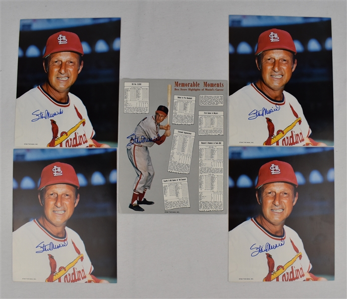 Stan Musial Lot of 5 Autographed 8x10 Photos