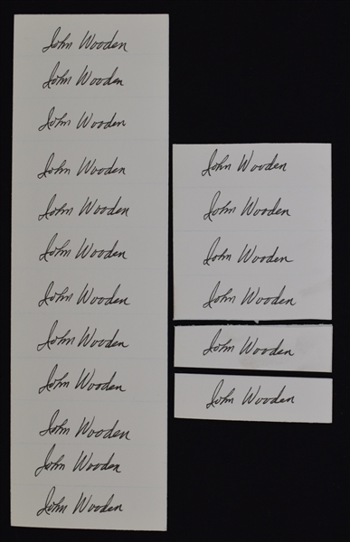 John Wooden Lot of 18 Autographed Salvino Figurine Cut Signatures