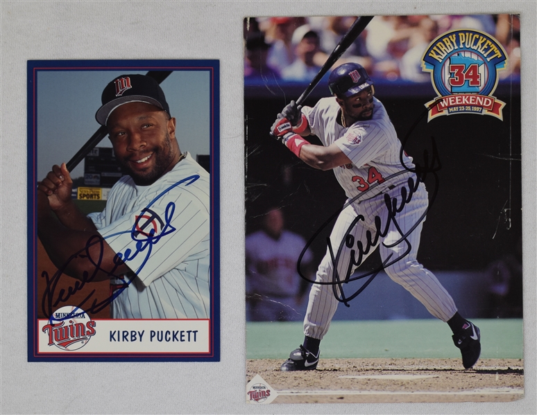 Kirby Puckett Lot of 2 Autographed Promo Cards