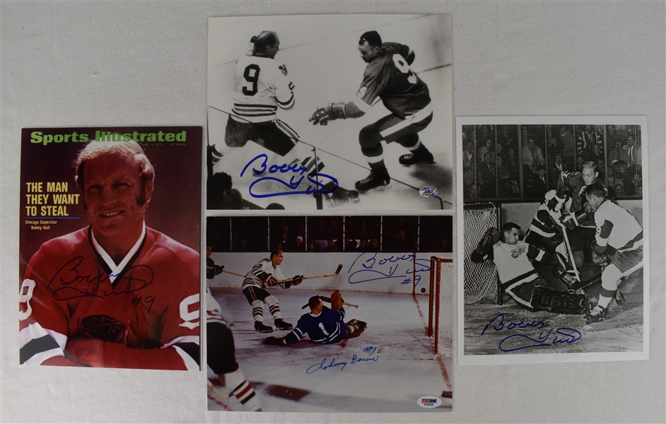 Bobby Hull Lot of 4 Autographed 8x10 Photos