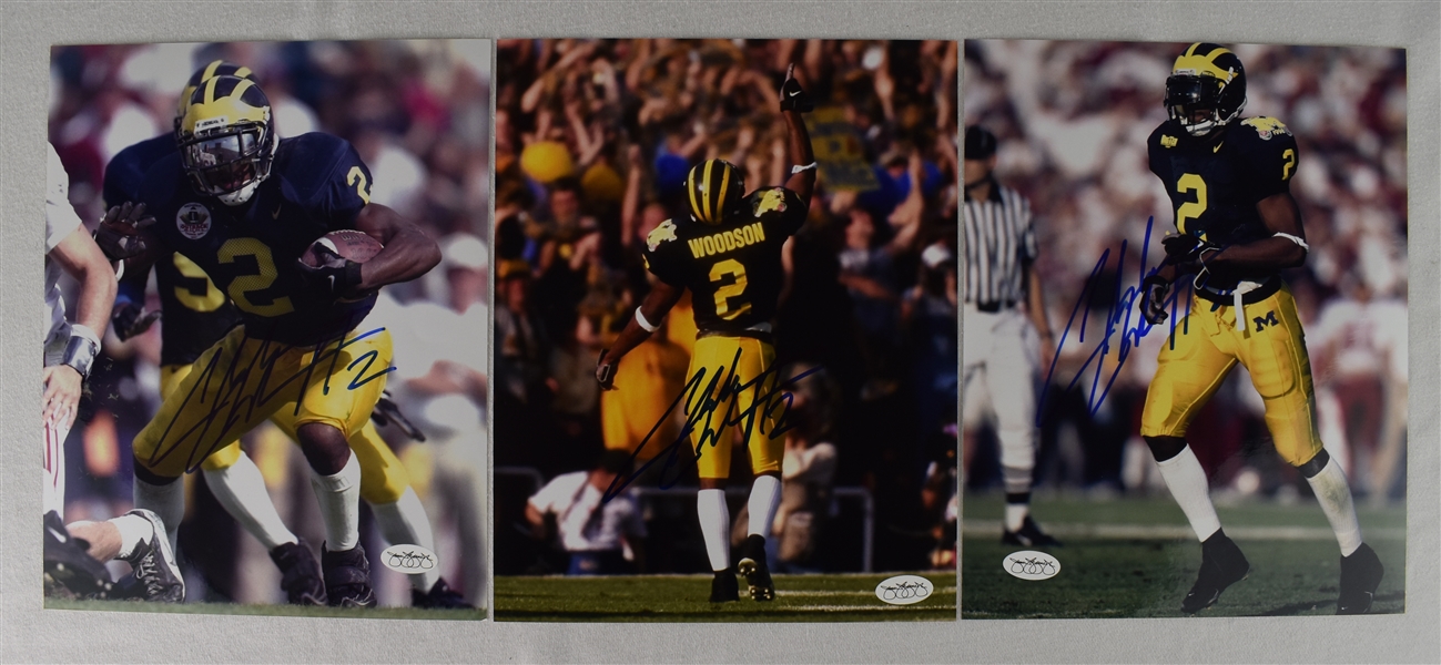 Charles Woodson Lot of 3 Autographed 8x10 Photos