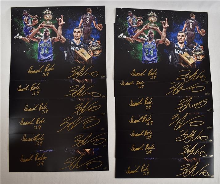 Isiah Rider & Zach Lavine Lot of 13 Autographed Slam Dunk Champion 11x14 Photos