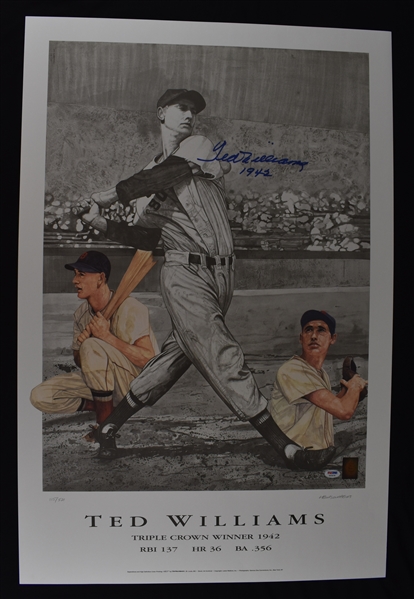 Ted Williams Autographed 1942 Triple Crown Lithograph #115/521 PSA/DNA