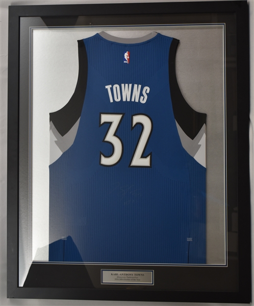 Karl-Anthony Towns 2016 Rookie of the Year Autographed Framed Jersey