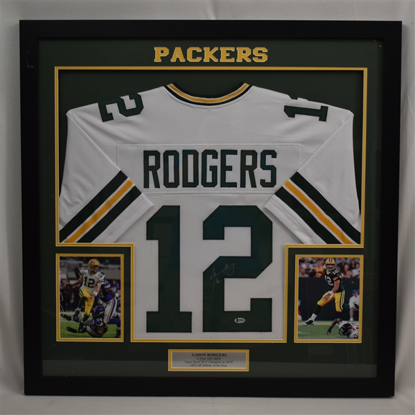 Aaron Rodgers Autographed Framed Green Bay Packers Jersey
