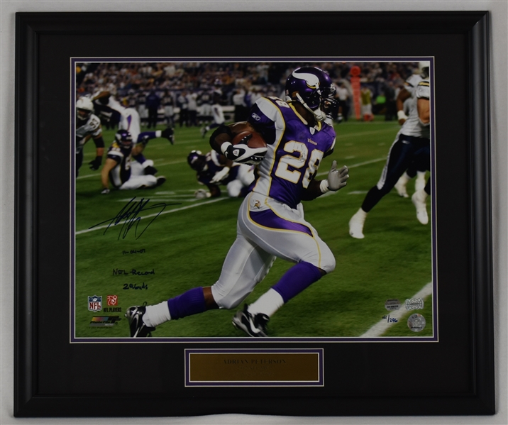 Adrian Peterson Autographed & Inscribed 16x20 Framed Limited Edition Photo