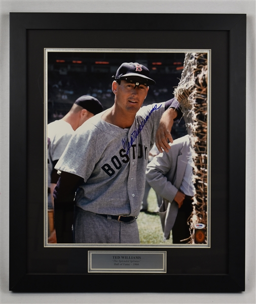 Ted Williams Autographed Framed 16x20 Photo