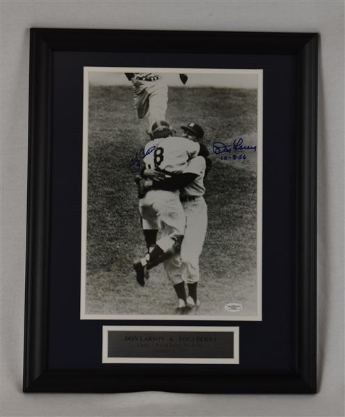 Yogi Berra & Don Larsen Autographed Framed 1956 Perfect Game 11x14 Photo